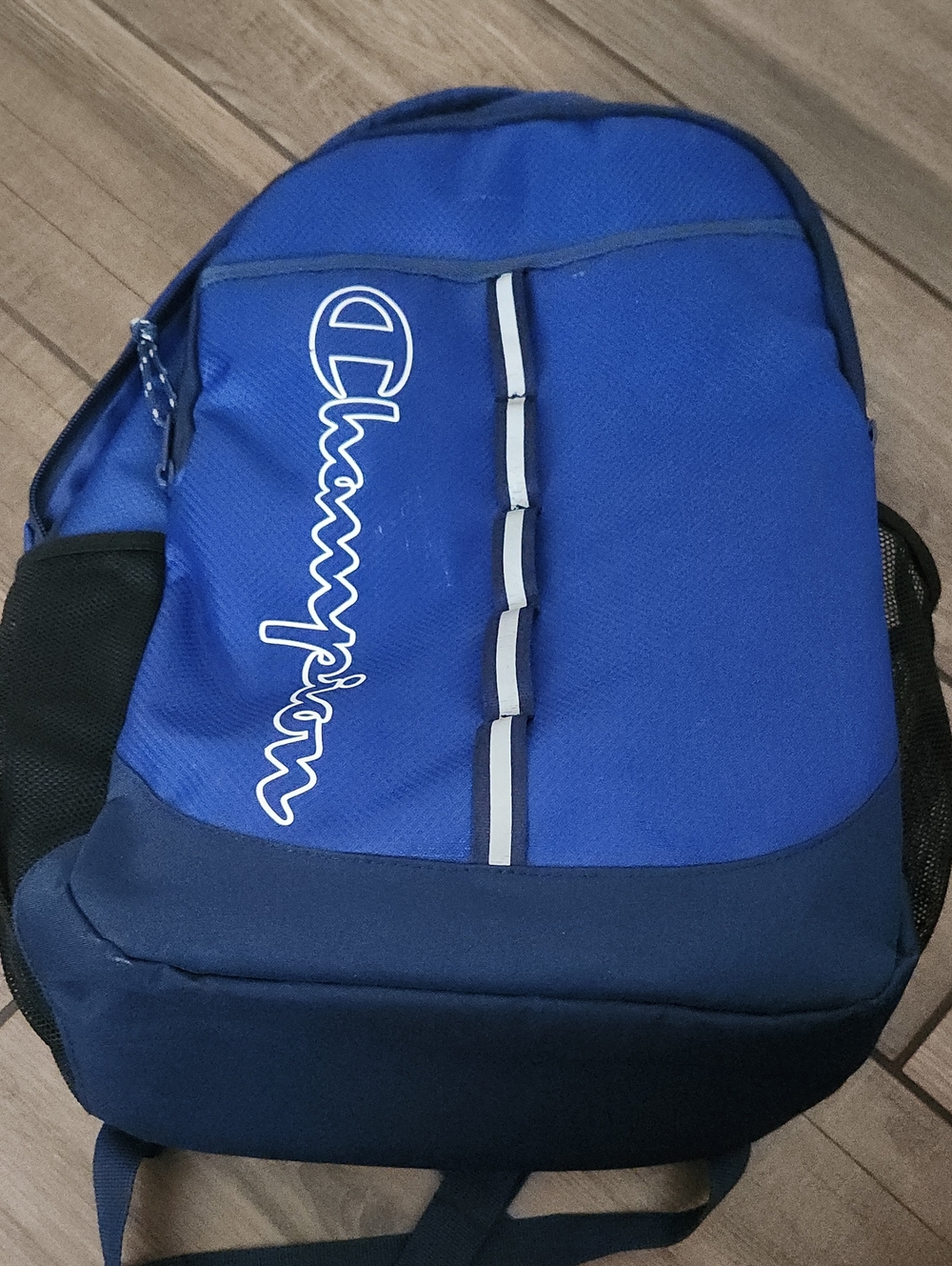 Champion Blue and Navy Men's Backpack with White Accents